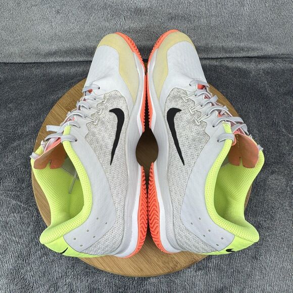 Nike Court Tennis Shoes Womens Size 12 White Black Volt Orange 845046-013 - Picture 6 of 10